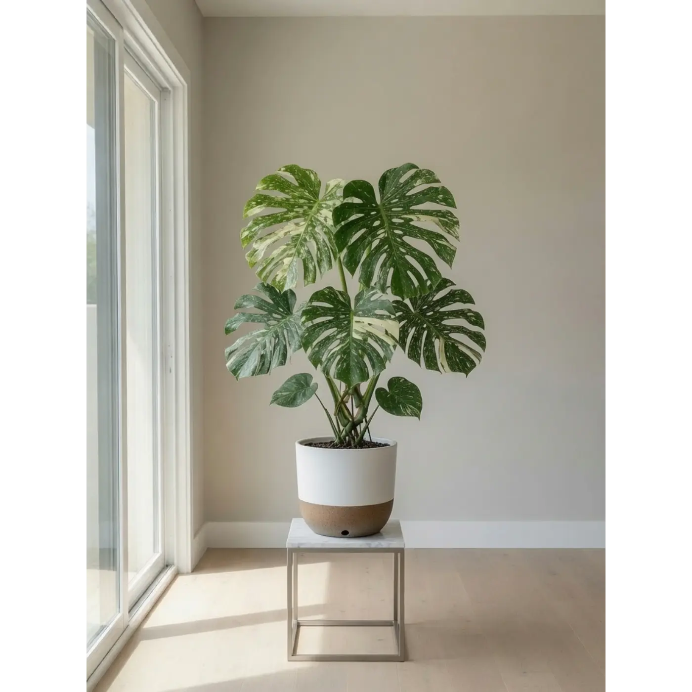 Monstera Thai Constellation in Premium Self-Watering Pot - Rare Variegated Houseplant medium