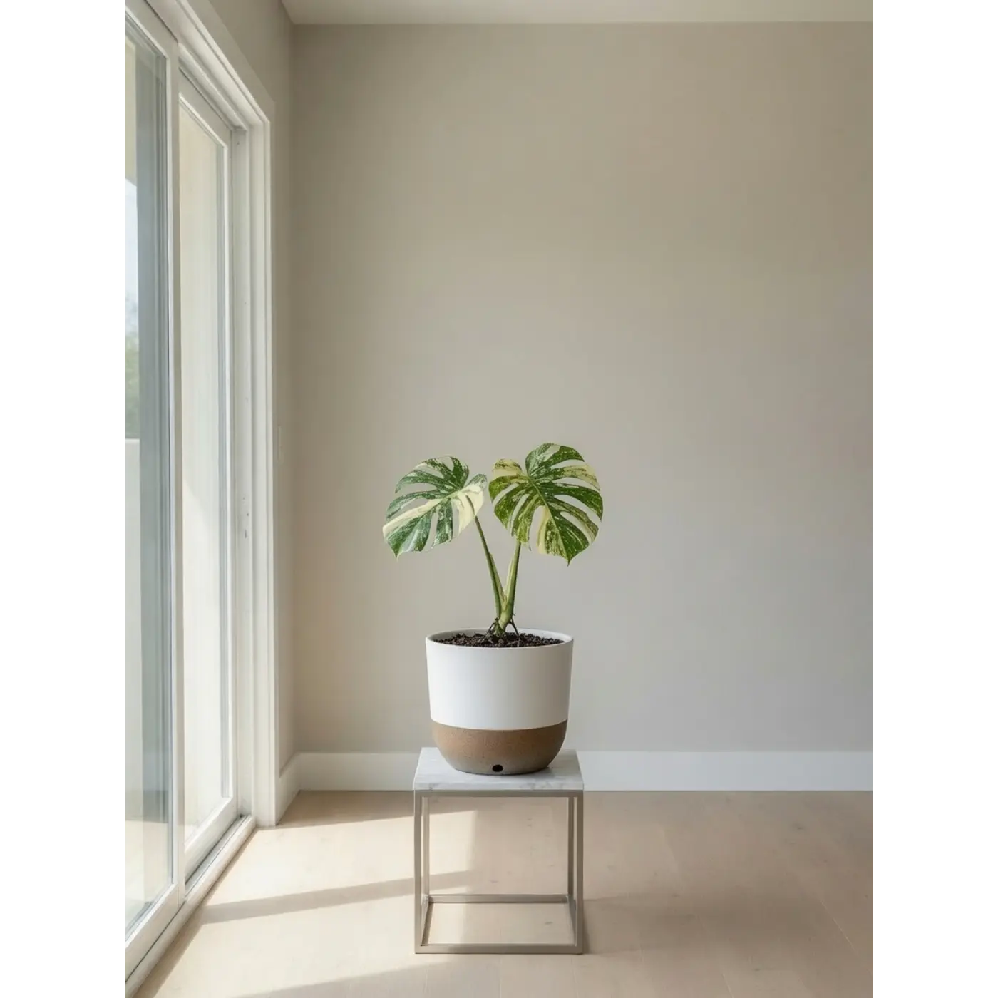 Monstera Thai Constellation in Premium Self-Watering Pot - Rare Variegated Houseplant Small