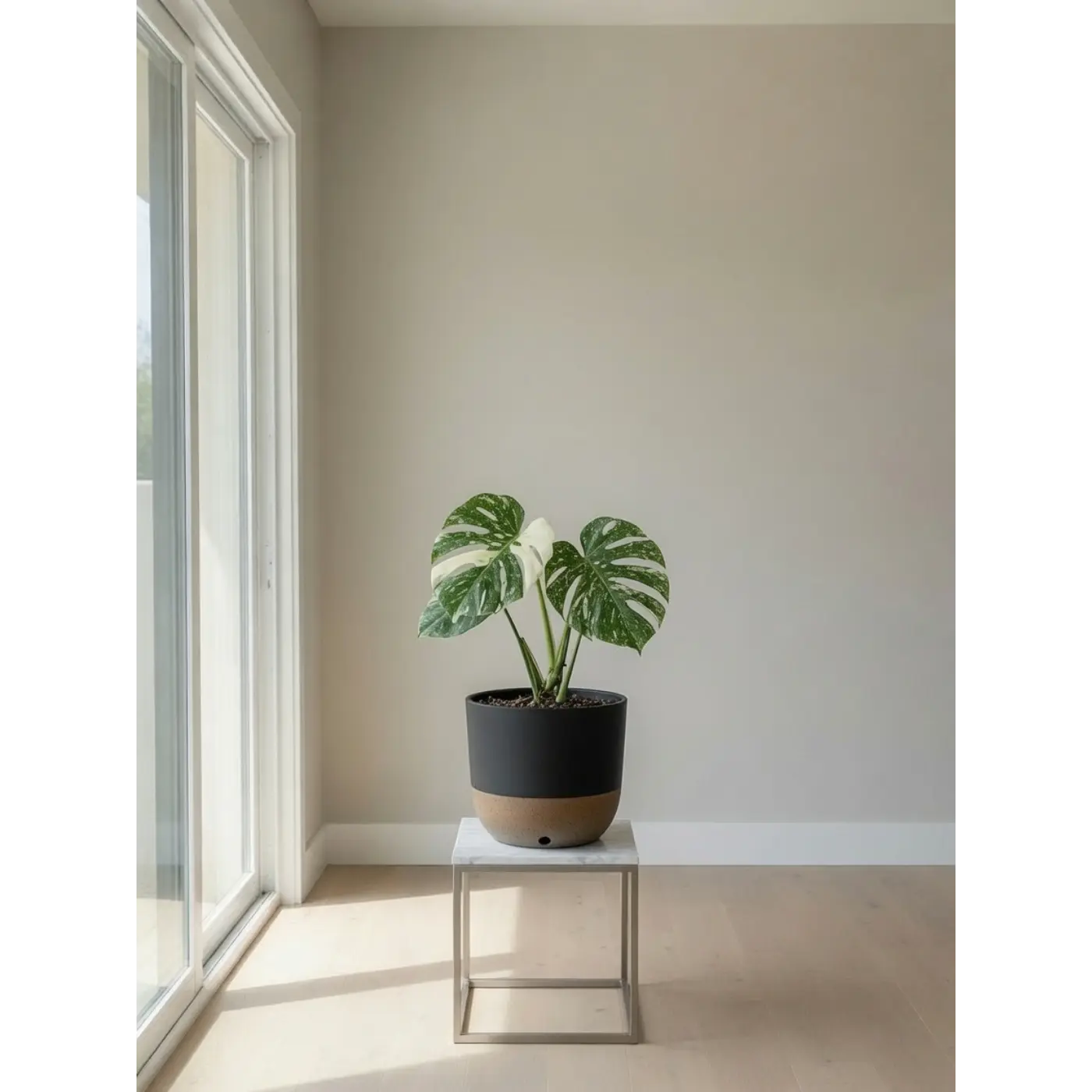 Monstera Thai Constellation in Premium Self-Watering Pot - Rare Variegated Houseplant Small