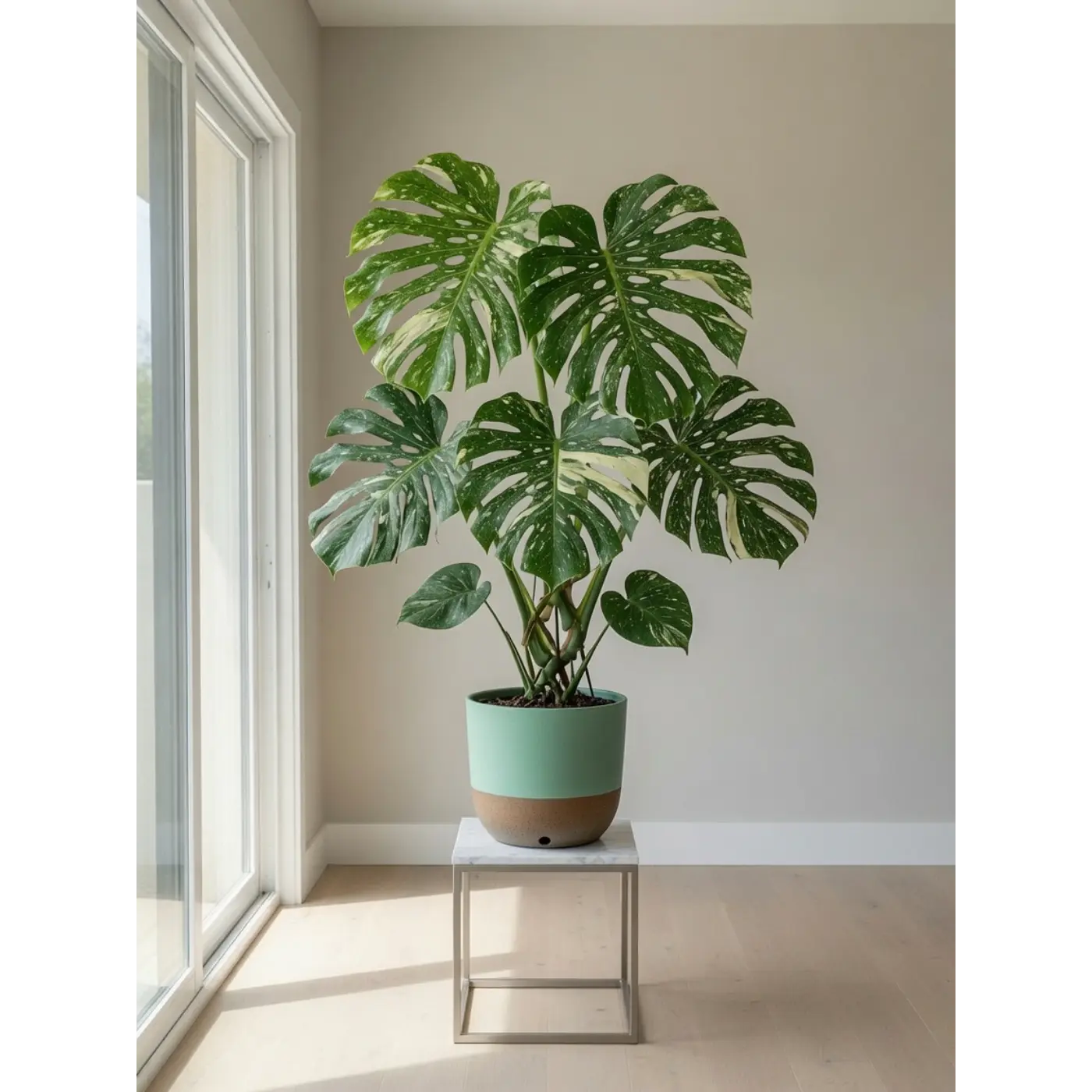 picture of a monstera thai constellation plant